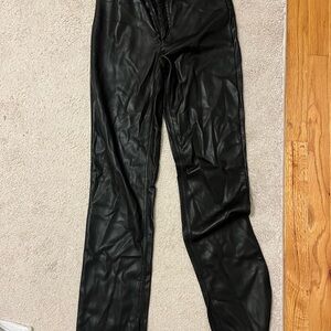 Zara Women's Black Faux Leather Flare Pants